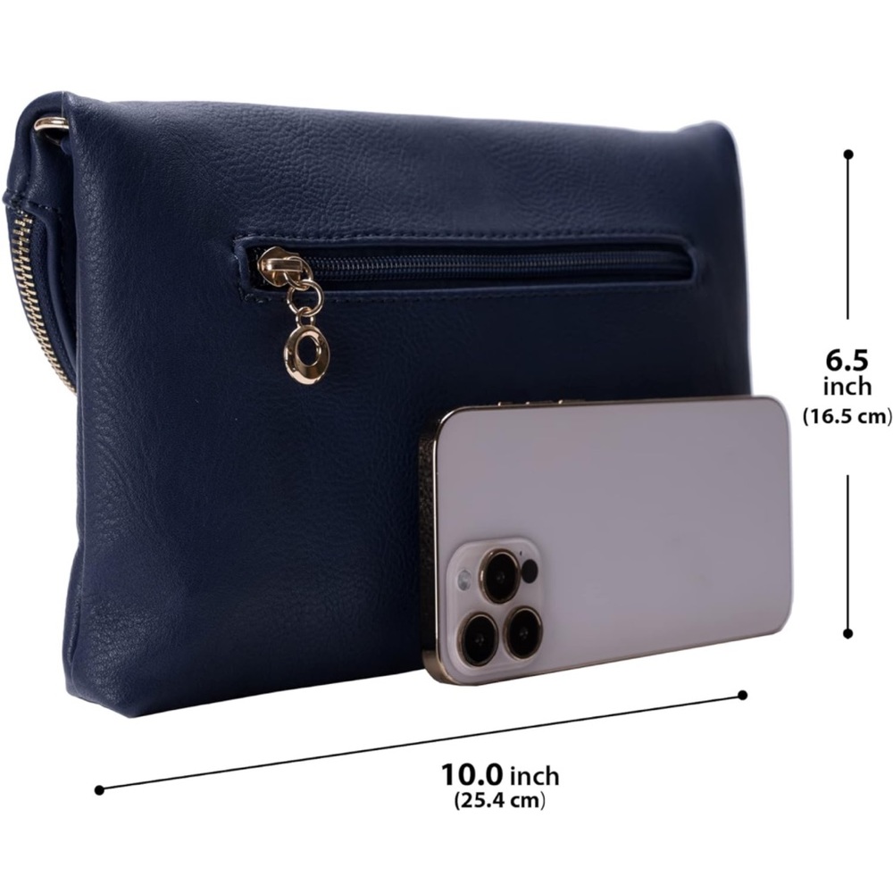 New! Navy Blue Envelope Purse Crossbody Bag With Tassels - Picture 4 of 5